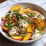 Fresh Peach Burrata Salad with Basil and Balsamic