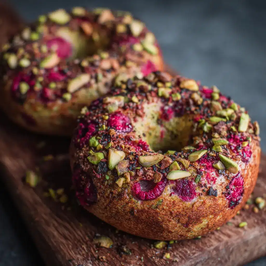 Raspberry Pistachio Sourdough Bagels