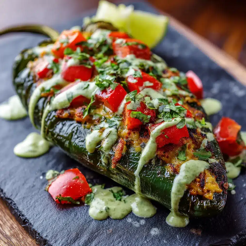 Savory Stuffed Poblano Peppers with Lush Avocado Crema 7 Stuffed Poblano Peppers with upscaled 68667c4134319